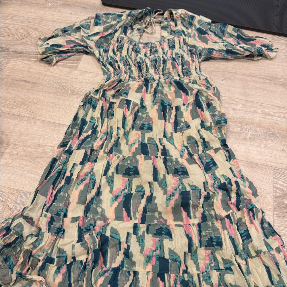 ba&sh Abstract Pattern Long Sleeve Dress